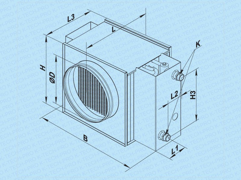 K-TECH-PRO Warmwasser-Heizregister für Rundrohrsysteme K040101