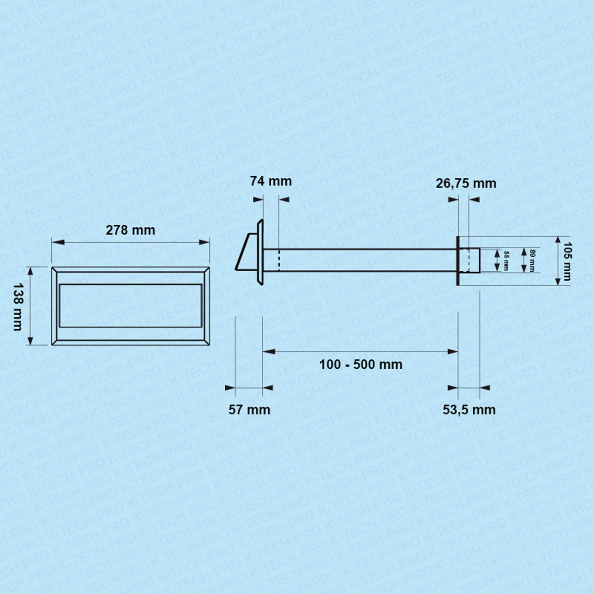 K-TECH-PRO Flachkanal Edelstahl Mauerkasten K076