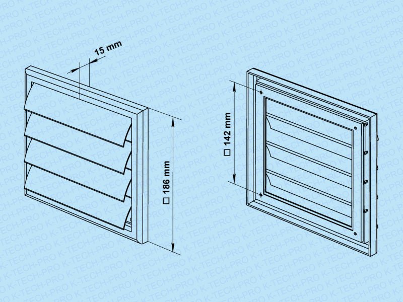 K-TECH-PRO Lüftungsgitter MVJ ohne Flansch mit beweglichen Lamellen K110302
