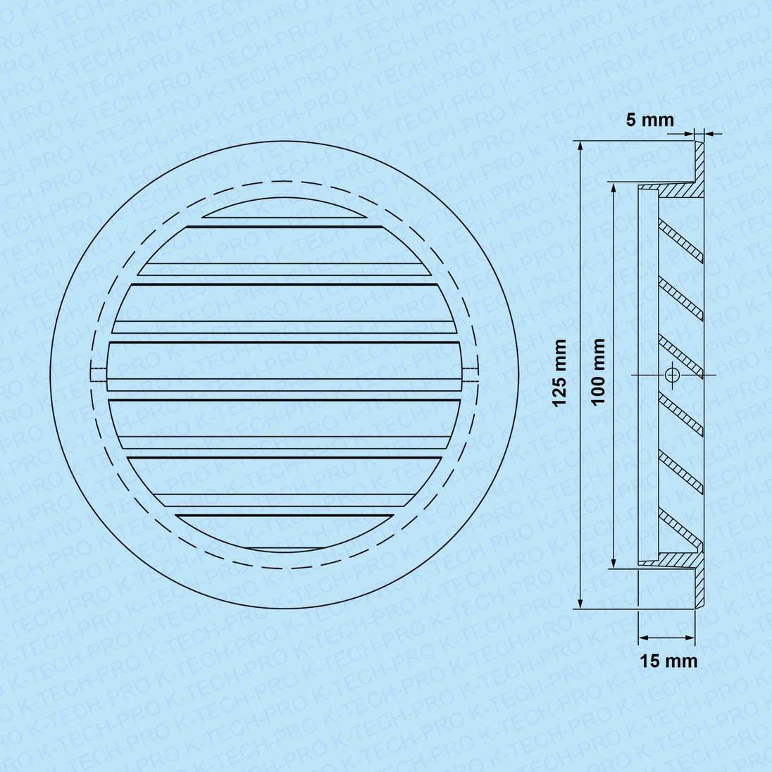 K-TECH-PRO Aluminium Wetterschutzgitter mit Flansch K112803.1