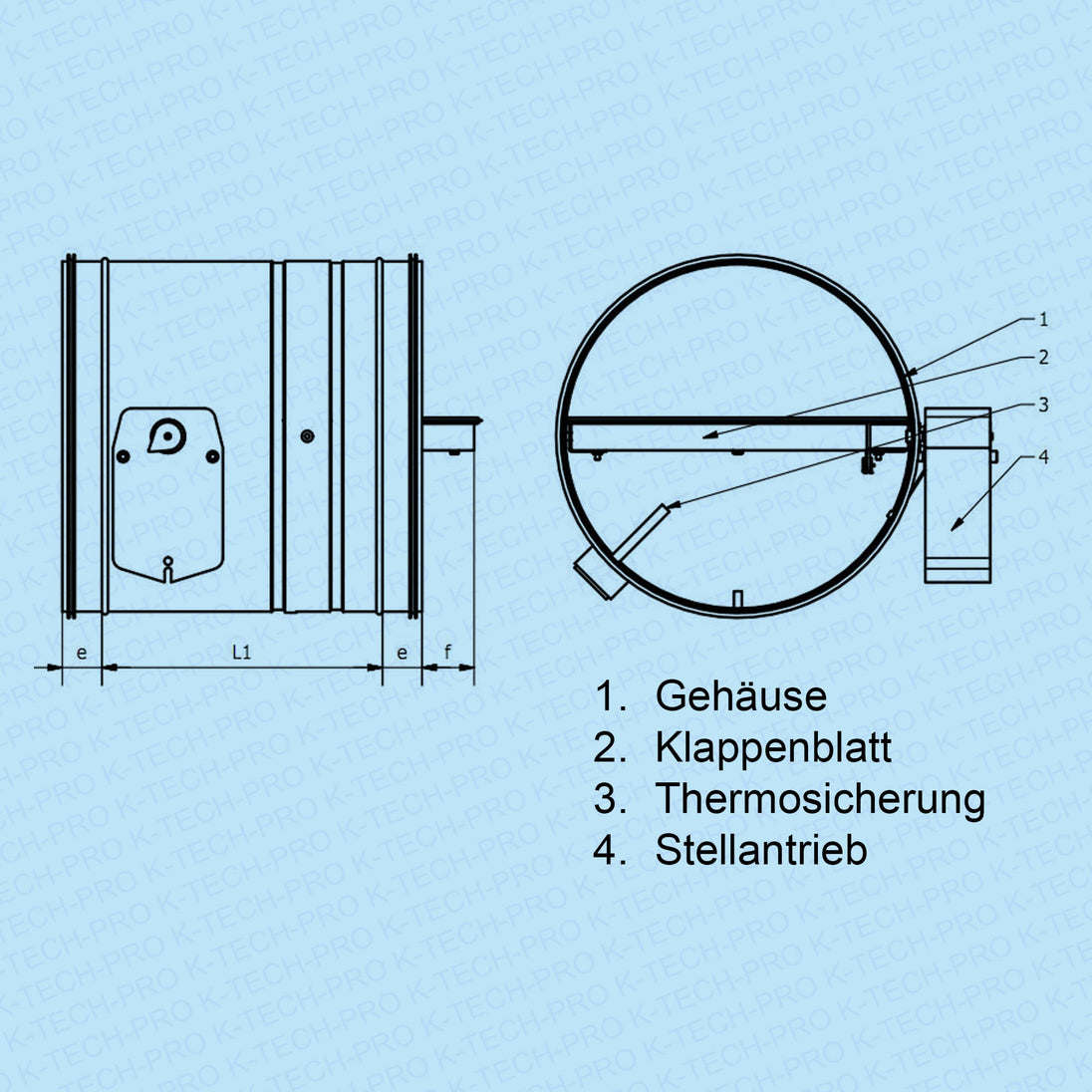K-TECH-PRO Brandschutzklappe mit Stellmotor und Rückholfeder K113