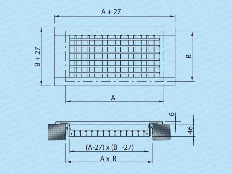 K-TECH-PRO Kanaleinbaugitter mit verstellbaren Doppellamellen K113301
