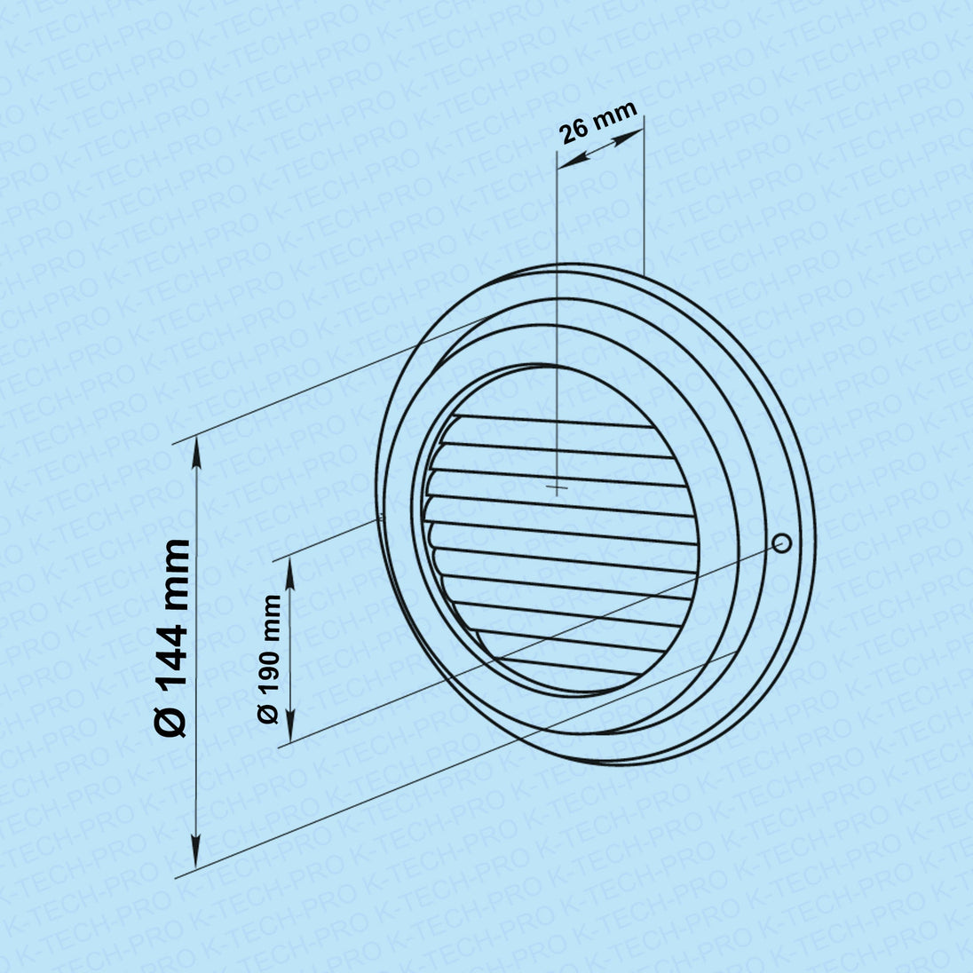 K-TECH-PRO Edelstahl Lüftungsgitter rund ohne Flansch K114701