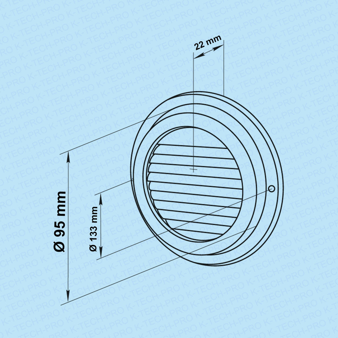 K-TECH-PRO Edelstahl Lüftungsgitter rund ohne Flansch K114701