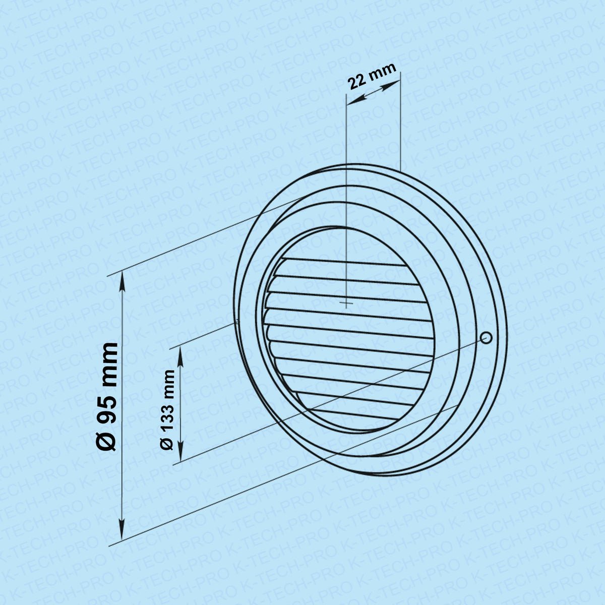 K-TECH-PRO Edelstahl Lüftungsgitter rund ohne Flansch K114701