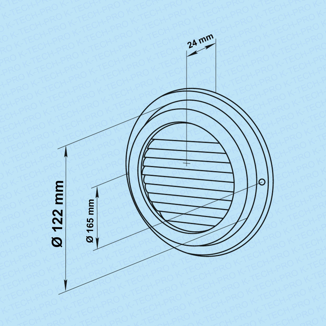 K-TECH-PRO Edelstahl Lüftungsgitter rund ohne Flansch K114701