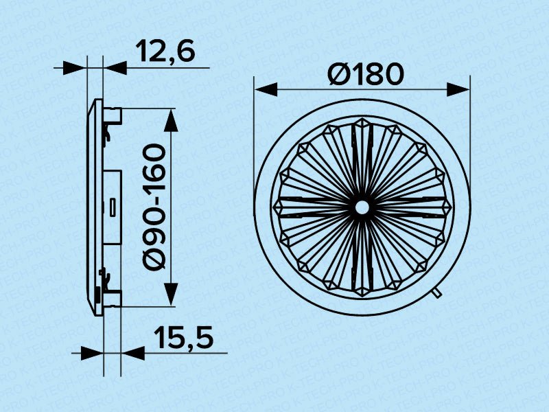 K-TECH-PRO Lüftungsgitter RR 90-160mm K114900