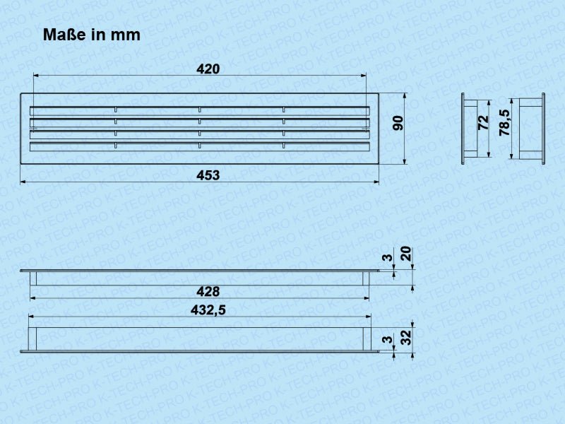 K-TECH-PRO Türlüftungsgitter MV 430/2 doppelseitig K1303br