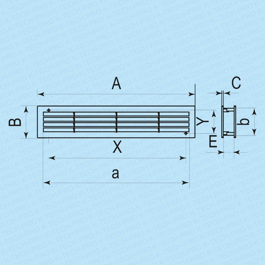 K-TECH-PRO Türlüftungsgitter doppelseitig Serie KE PP 450x131 K169.2
