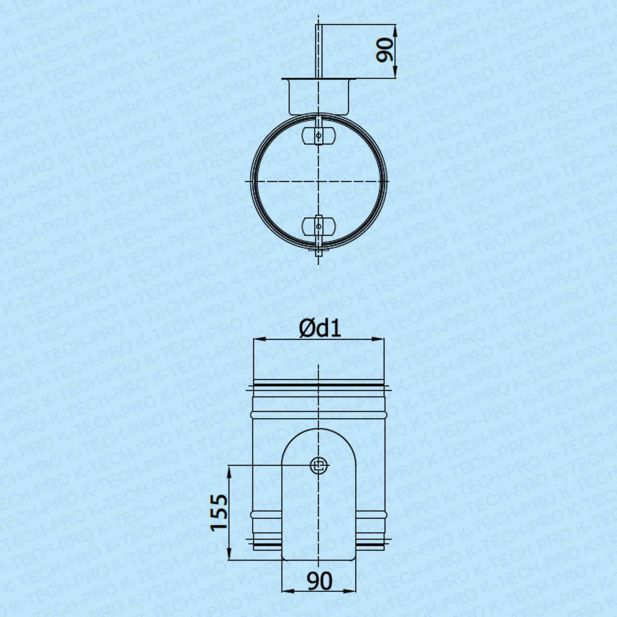 K-TECH-PRO Absperrklappe für Stellmotor mit Lippendichtung K171001