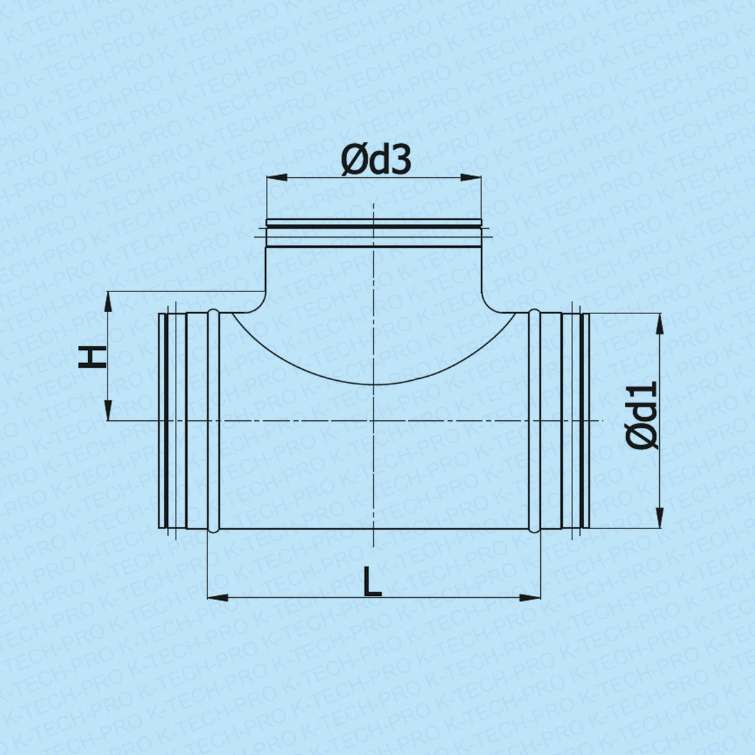 K-TECH-PRO Wickelfalz T-Stück mit Lippendichtung von Ø 355 bis Ø 450 mm K1715091