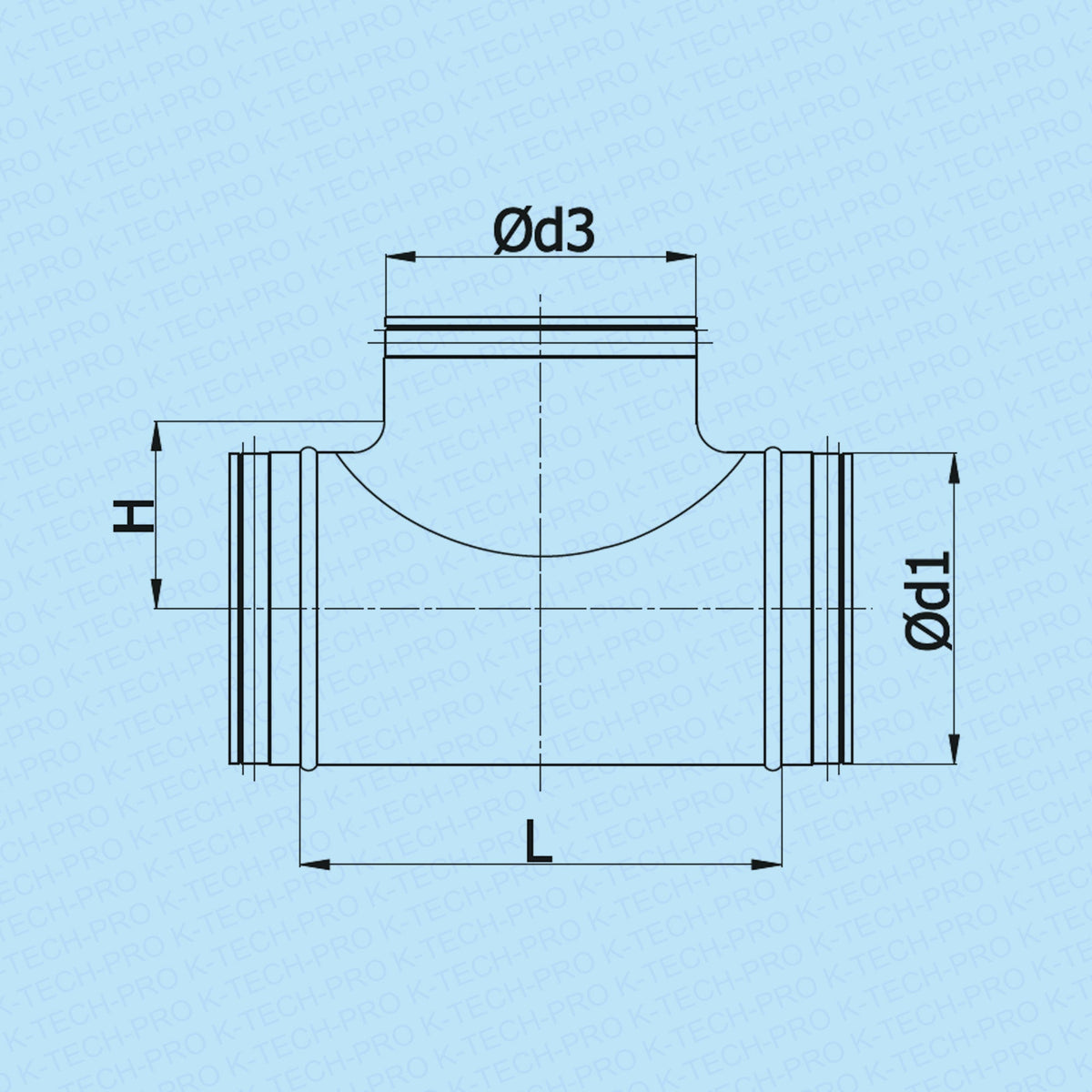 K-TECH-PRO Wickelfalz T-Stück mit Lippendichtung von Ø 355 bis Ø 450 mm K1715091