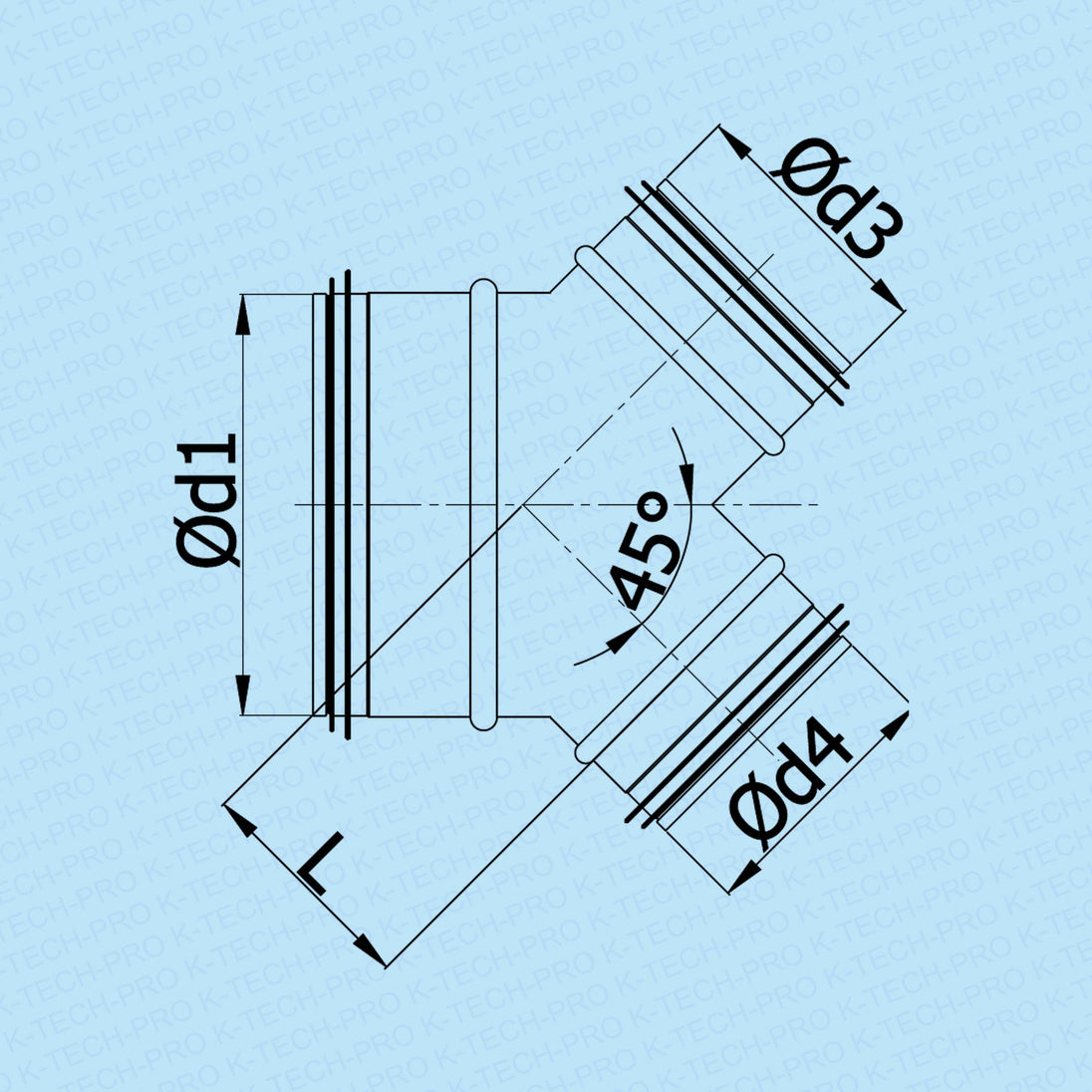 K-TECH-PRO Wickelfalz Hosenstück mit Lippendichtung 45° K172401