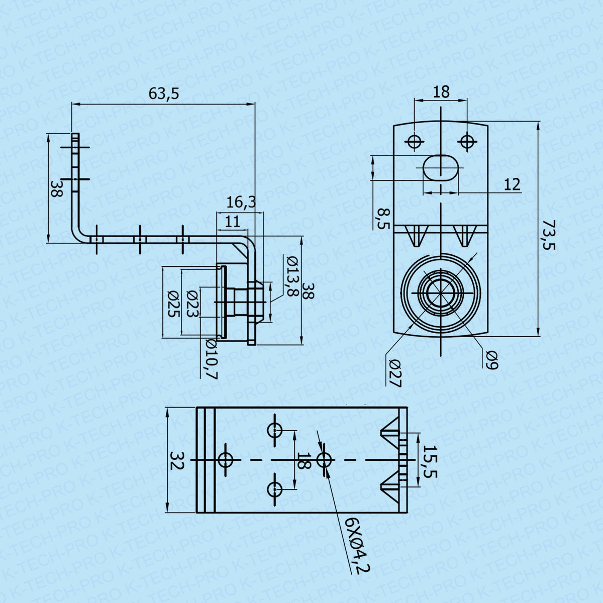 K-TECH-PRO Luftkanaldoppelwinkel mit Schallelement K244201